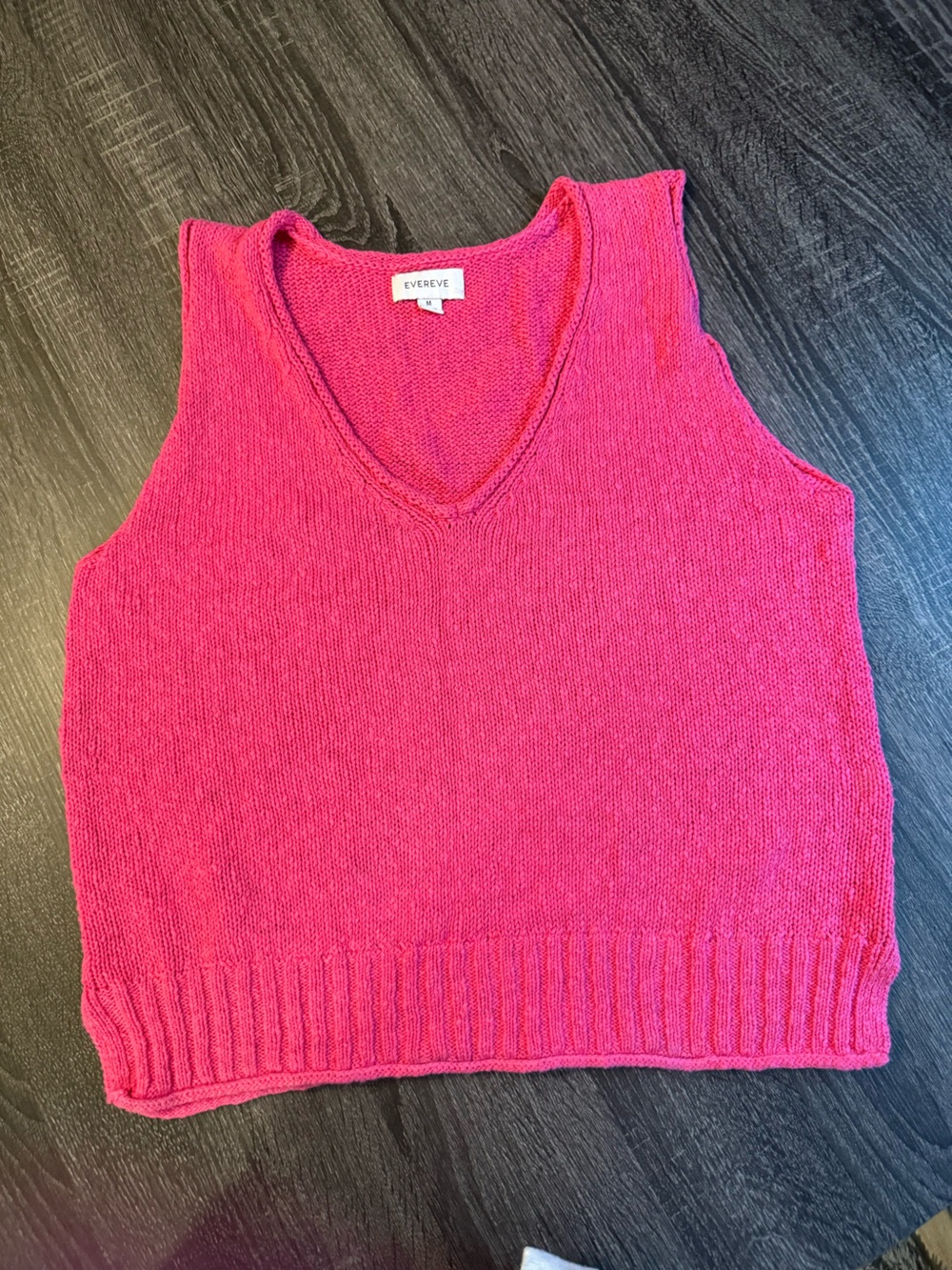 Evereve V-Neck Knit Tank Top/Vest- Hot Pink